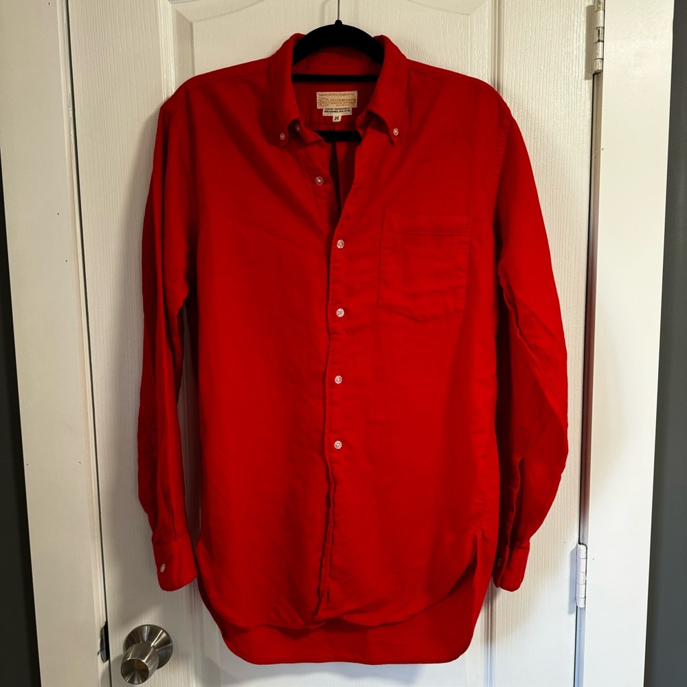 Hudson’s Men Red Wool Vintage Long Sleeves Shirt Size M Excellent Condition